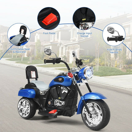 Costzon Kids Ride on Chopper Motorcycle, 6 V Battery Powered Motorcycle Trike w/Horn - costzon