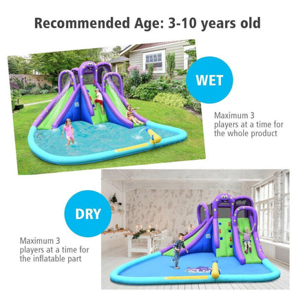 BOUNTECH Inflatable Water Park, Mighty Bounce House w/ Large Splash Pool, Climbing Wall - costzon