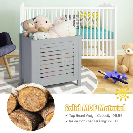 Costzon Wooden Toy Box Chest with Lid, Large Storage Cabinet with Louver Design for Storage (Grey) - costzon