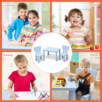 Costzon Kids Table and Chair Set, 3 Piece Plastic Children Activity Table, Toddler Table & Chair