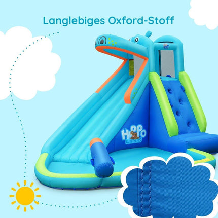 Inflatable Water Slide, Hippo Themed Bounce Hous - costzon