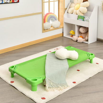 Kids Stackable Naptime Cot, Toddler Daycare Rest Mat w/Easy Lift Corner Detachable Oxford Cloth (Multicolor)
