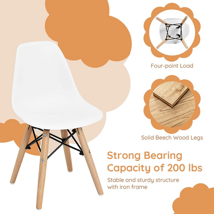 Costzon Kids Chair 4 Pcs, Toddler Chair in Mini DSW Size, Mid-Century Plastic Study Chair for Children