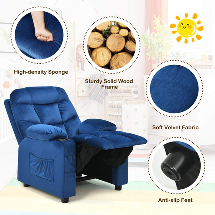 Kids Recliner Chair with Cup Holder - Costzon