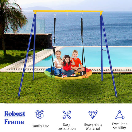 Costzon 550lbs Metal Swing Sets for Backyard, Heavy Duty Full Steel Swing Frame A-Frame Swing Stand