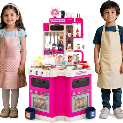 Costzon Kids Kitchen Playset | Toddler Play Kitchenette w/Smoke (Dual Side)