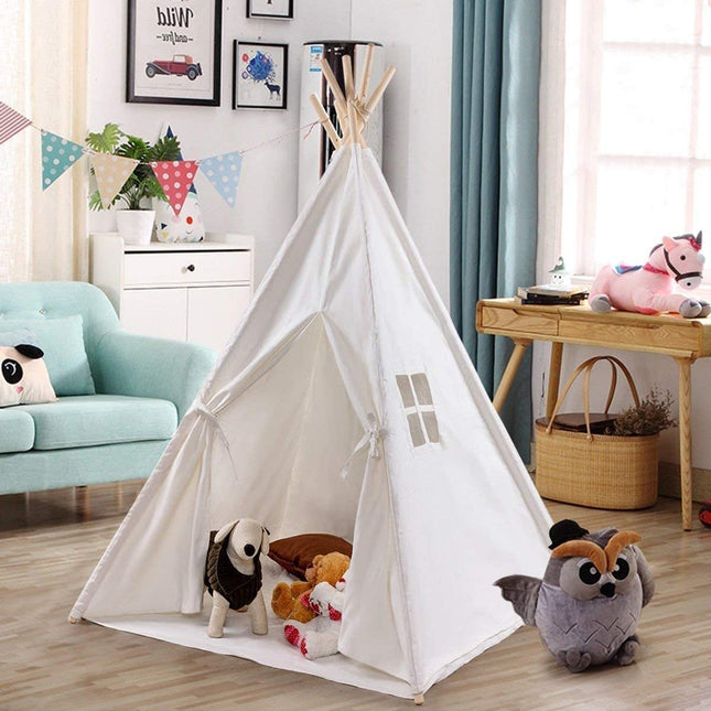 Costzon Kids Play Tent Indian Tent 5' Cotton Canvas Baby Children Playhut with Carry Bag - costzon