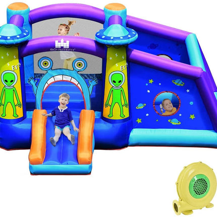 BOUNTECH Inflatable Bounce House, Alien Style Bouncy Castle w/ Large Jumping Area - costzon