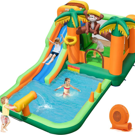 Costzon Inflatable Water Slide, 6 in 1 Kids Giant Water Park Bouncer Castle Combo