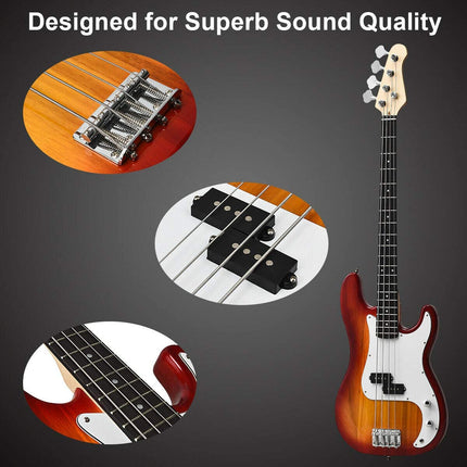 Full Size Electric 4 String Bass Guitar for Beginner Complete Kit - costzon