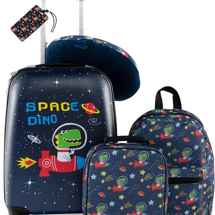 BABY JOY Kids Luggage, 5 Pieces Luggage Set w/ 16" Carry-on Hardshell Spinner Toddler Suitcase, 13" Backpack