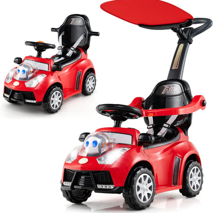 Costzon Push Car 3 in 1 Stroller Sliding Walking Car with Handle Canopy Seat Belt