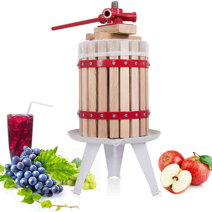 Fruit and Wine Press, 1.6 Gallon /6 Liter Solid Wood Basket - costzon