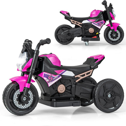 Costzon 6V Kids Motorcycle, 3-in-1 Battery Powered Kids Ride-on Motorcycle, Electric Bike Motorcycle for Kids
