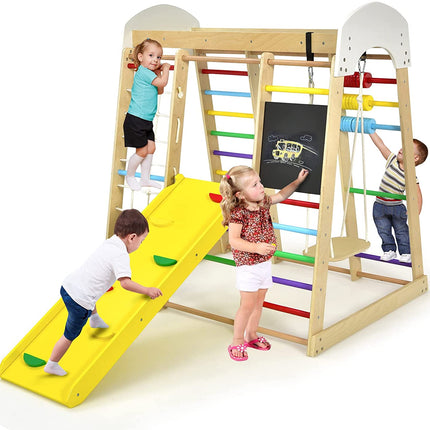 Costzon 8-in-1 Climbing Toys for Toddlers, Kids Indoor Playground Jungle Gym with Slide