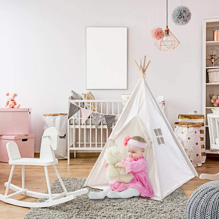 Costzon Kids Play Tent Indian Tent 5' Cotton Canvas Baby Children Playhut with Carry Bag - costzon