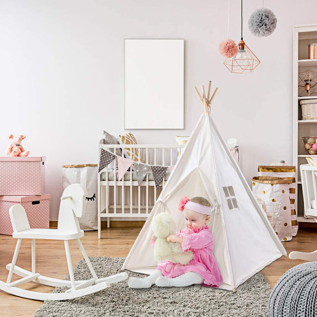 Costzon Kids Play Tent Indian Tent 5' Cotton Canvas Baby Children Playhut with Carry Bag - costzon