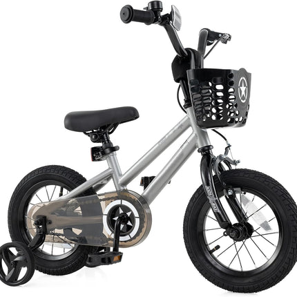 BABY JOY Starry Kids Bike, 12 14 16 18 Inch Bicycle with Training Wheels, Storage Basket