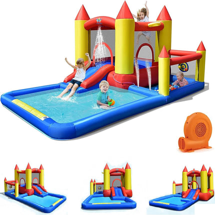 Costzon Inflatable Water Slide, 6 in 1 Kids Giant Water Park Bouncer Castle Combo
