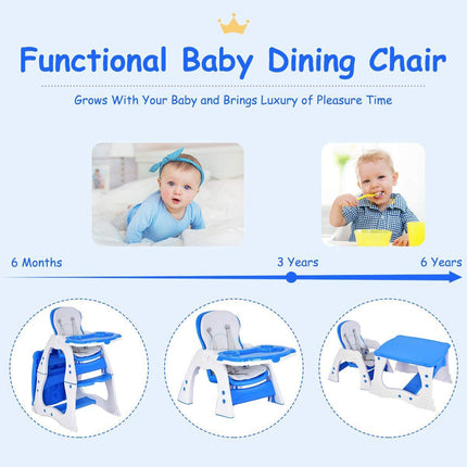 Baby High Chair, 3 in 1 Infant Table and Chair Set - costzon