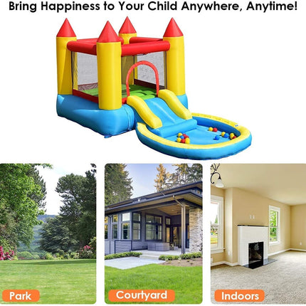 Costzon Inflatable Bounce House, Castle Jumping Bouncer with Water Slide (with 580W Air Blower) - costzon