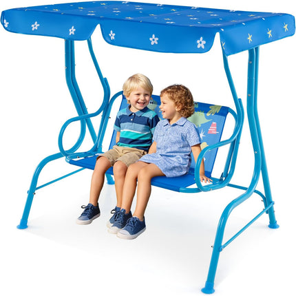 Costzon Kids All-Weather Lounge Chair Hammock with Adjustable Canopy