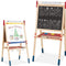 Costzon 3 in 1 Kids Art Easel with Paper Roll, Double Sided Adjustable Chalkboard & White Dry Erase with 4 Drawing Board Clips - costzon