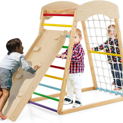Costzon 6-in-1 Indoor Jungle Gym, Montessori Climbing Toys for Toddlers with Double-Sided Ramp