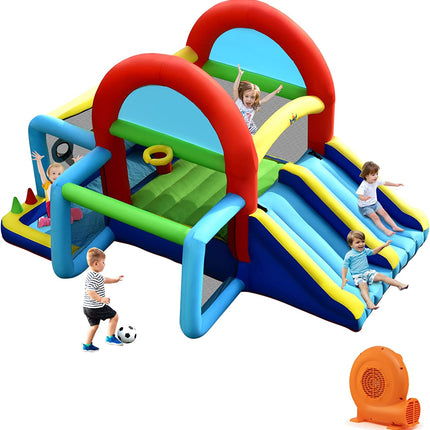 Costzon 8 in 1 Inflatable Bounce House, Bouncy House for Kids Indoor Outdoor Party Family with Canopy