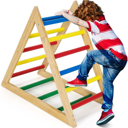 Costzon Kids Climbing Triangle Ladder, Wooden Triangle Climber with Climbing Ladder for Toddlers