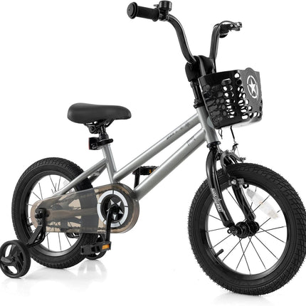 BABY JOY Starry Kids Bike, 12 14 16 18 Inch Bicycle with Training Wheels, Storage Basket