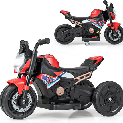 Costzon 6V Kids Motorcycle, 3-in-1 Battery Powered Kids Ride-on Motorcycle, Electric Bike Motorcycle for Kids