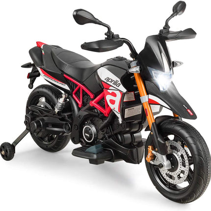 Costzon 12V Kids Motorcycle, Licensed Aprilia Electric Motorcycle Ride On Toy w/ Training Wheels,Red - costzon