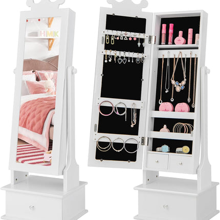 45" Standing Jewelry Organizer with Full-Length Mirror - Costzon