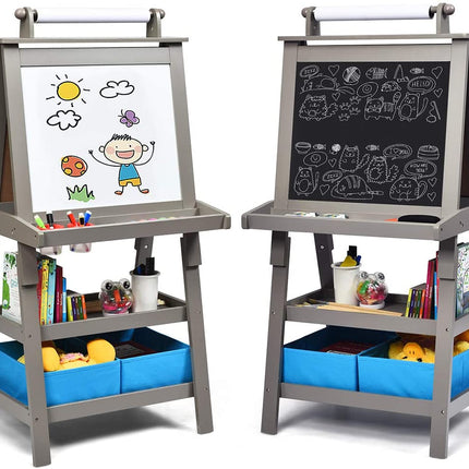 Costzon Kids Art Easel, 3 in 1 Double-Sided Storage Easel - costzon