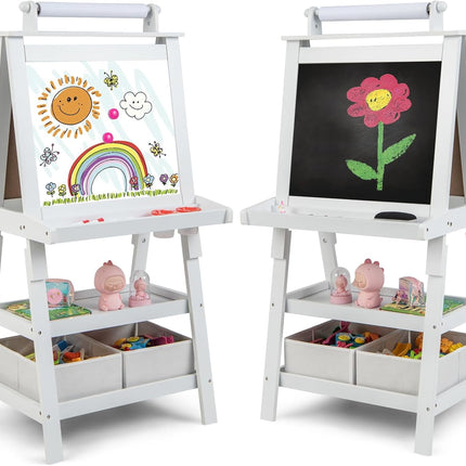 Costzon Kids Art Easel, 3 in 1 Double-Sided Storage Easel, Standing Easel for Kids