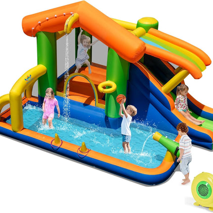 BOUNTECH Inflatable Water Slide 8-in-1 Playhouse Bouncy Castle Water Slide