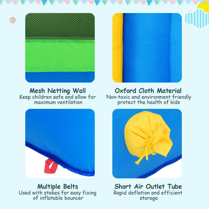 Costzon Inflatable Bounce House, 7-in-1 Jump and Slide Bouncer w/ Basketball Rim(Without Blower) - costzon