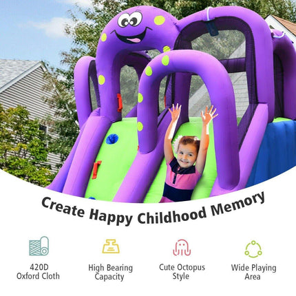 BOUNTECH Inflatable Water Park, Mighty Bounce House w/ Large Splash Pool, Climbing Wall - costzon