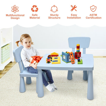 Costzon Kids Table and Chair Set, 3 Piece Plastic Children Activity Table, Toddler Table & Chair