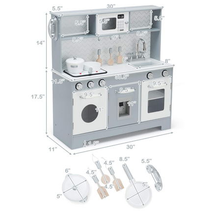 Wooden Pretend Cooking Playset - Costzon