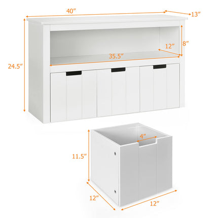 Costzon Toy Storage Organizer, Wooden Toy Bin Chest with 3 Removable Drawers