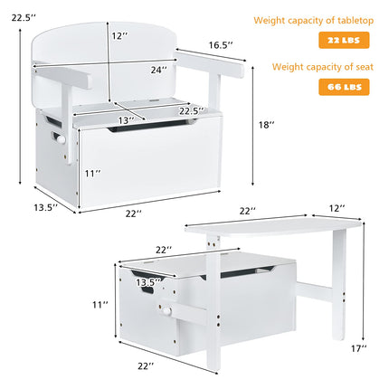 Convertible Toy Storage Bench with Built-in Handle for Kindergarten  -  Costzon