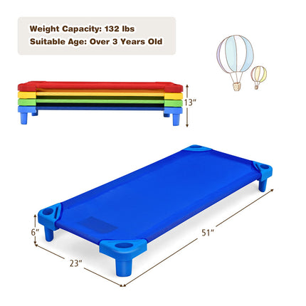 Kids Stackable Naptime Cot, Toddler Daycare Rest Mat w/Easy Lift Corner Detachable Oxford Cloth (Multicolor)