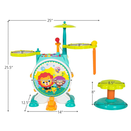 Costzon Kids Drum Set, Electric Musical Instruments Toy with Working Microphone