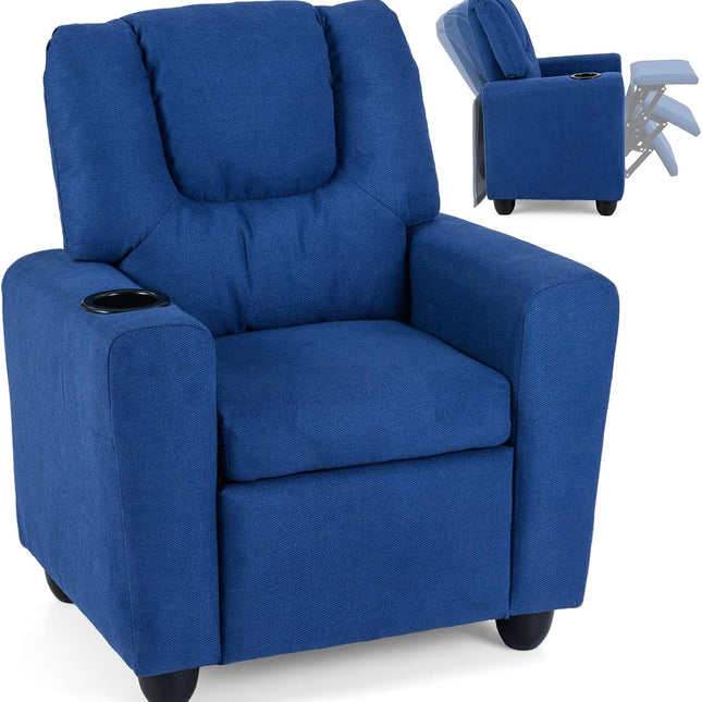 Costzon Kids Recliner Chair with Cup Holder, Toddler Furniture Children Armrest Sofa w/Headrest & Footrest for Girls Boys Baby Bedroom