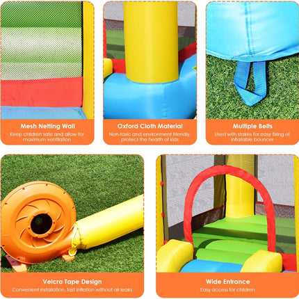 Costzon Inflatable Bounce House, Castle Jumping Bouncer with Water Slide (with 580W Air Blower) - costzon