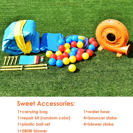 Costzon Inflatable Bounce House, Castle Jumping Bouncer with Water Slide (with 580W Air Blower) - costzon