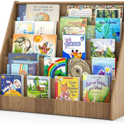 Costzon 5-Tier Kids Bookshelf, Wooden Children Bookcase, Toddler Book Rack for Kids Room, Living Room, Nursery, Classroom