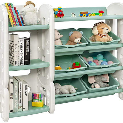 Costzon 2 in 1 Kids Toy Storage Organizer with Bookshelf and Toy Collection Shelves